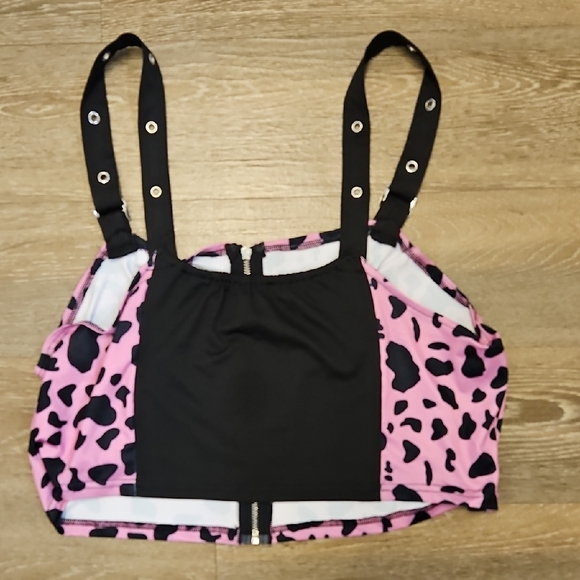 3X Pink and Black Animal Print Crop Top - Picture 5 of 5